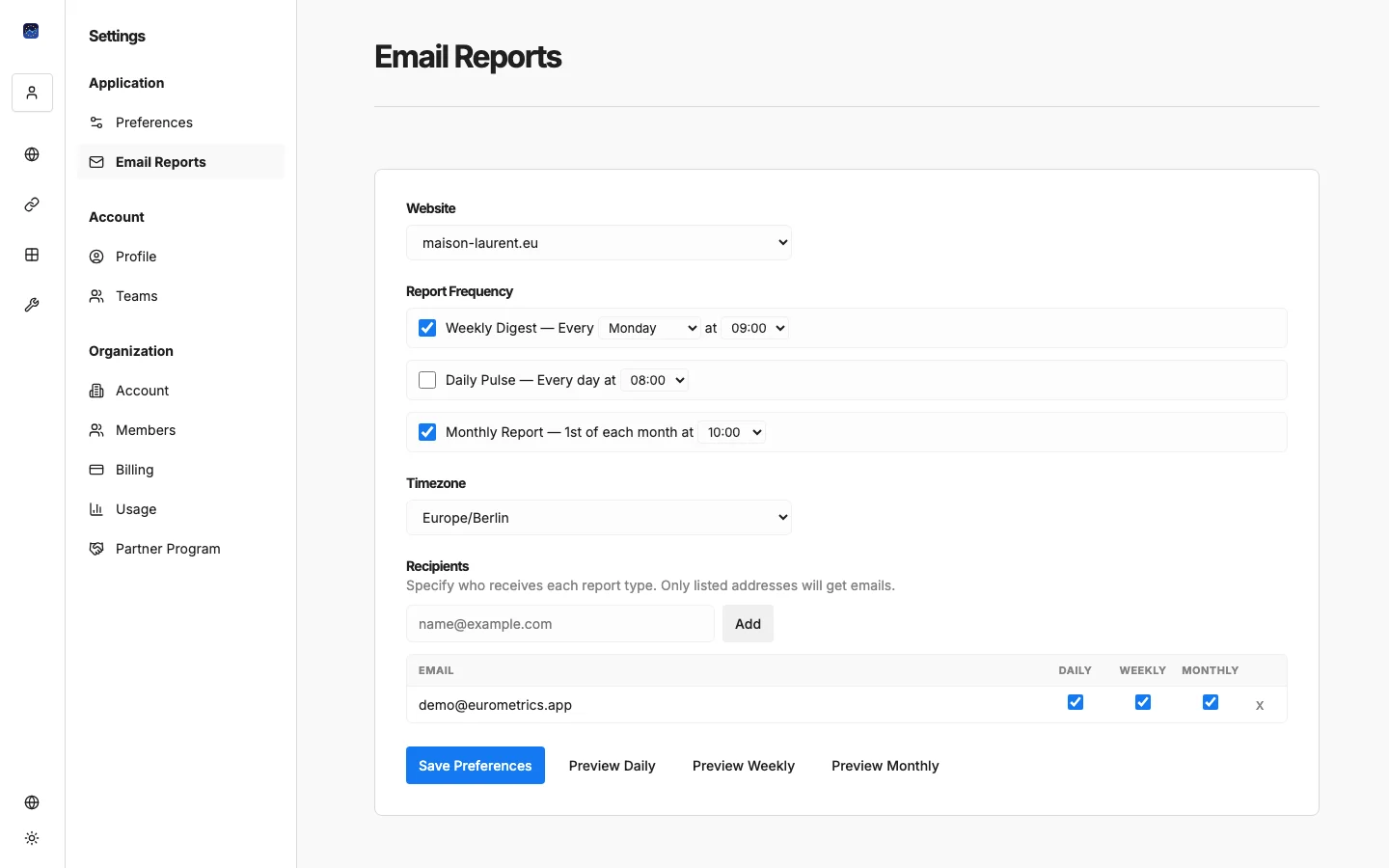 EuroMetrics Screenshot